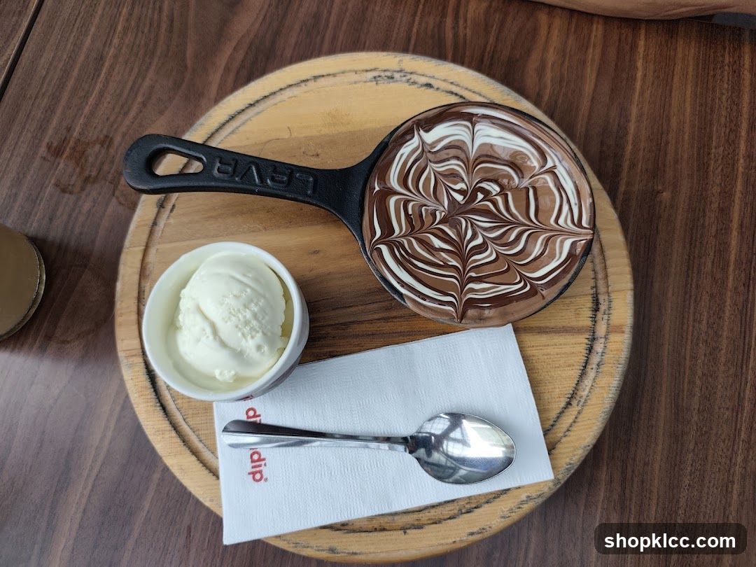 Chocolate dessert with ice cream