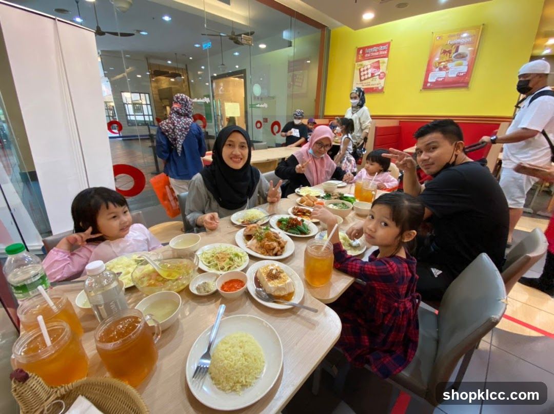 Family enjoying a meal at a restaurant