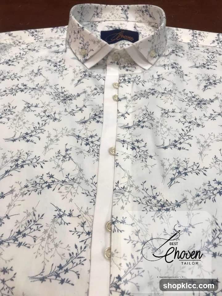 White Shirt with Floral Pattern