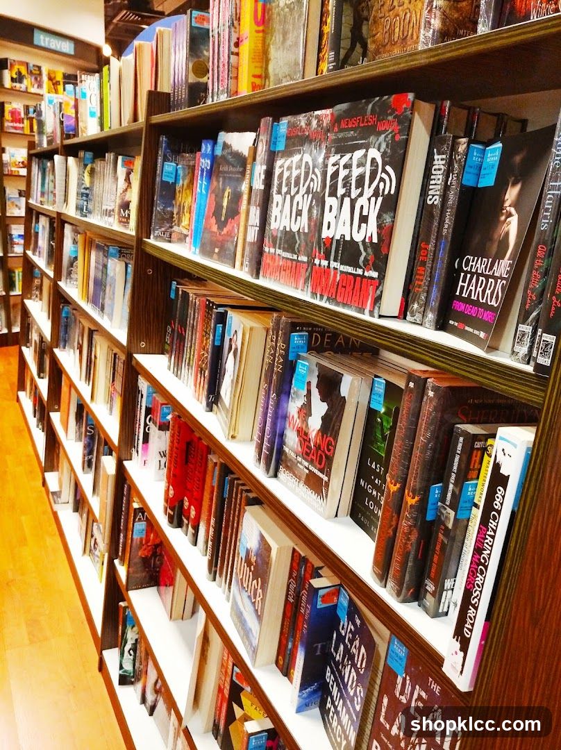 Bookshelves in a bookstore