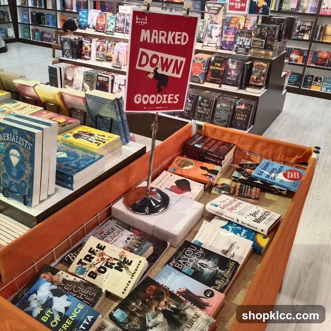 Bookstore display with sale items