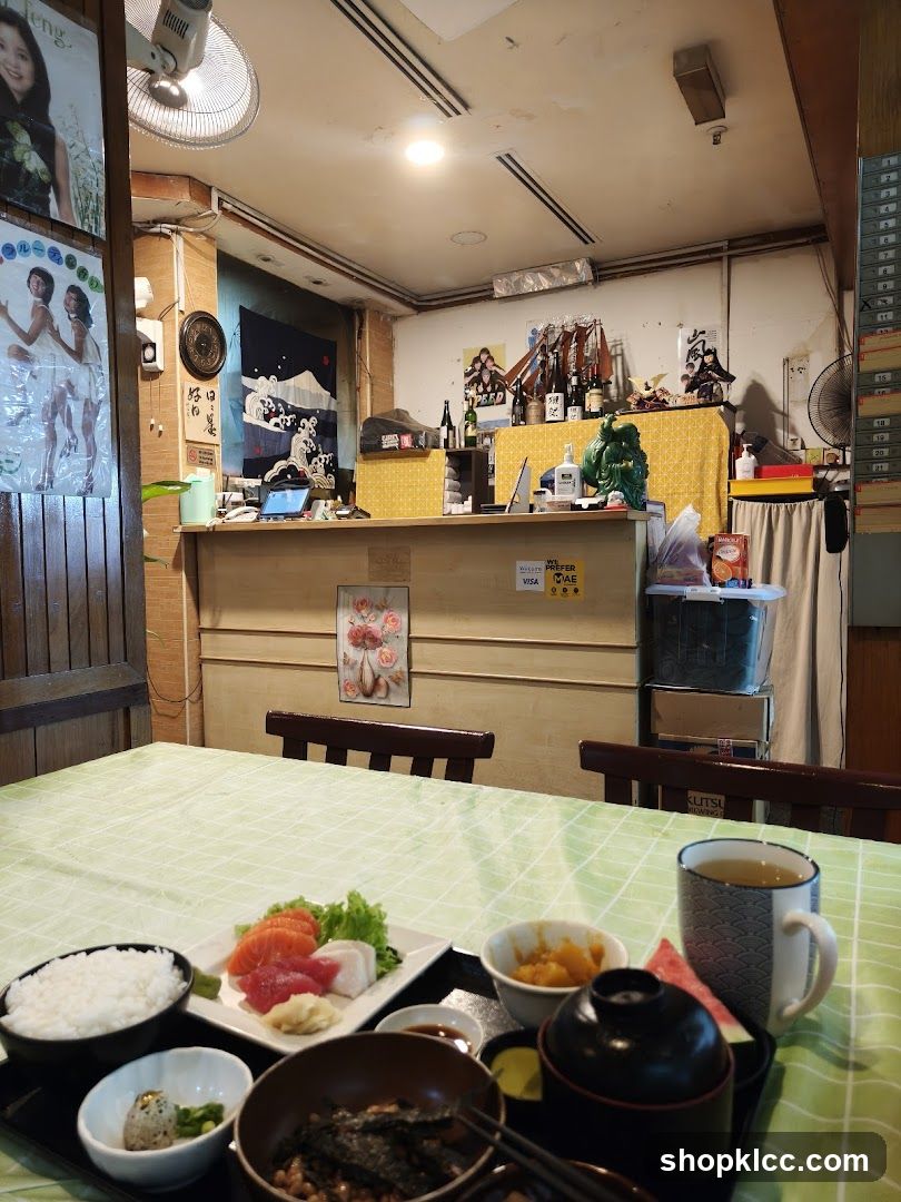 Japanese Restaurant Interior with Food
