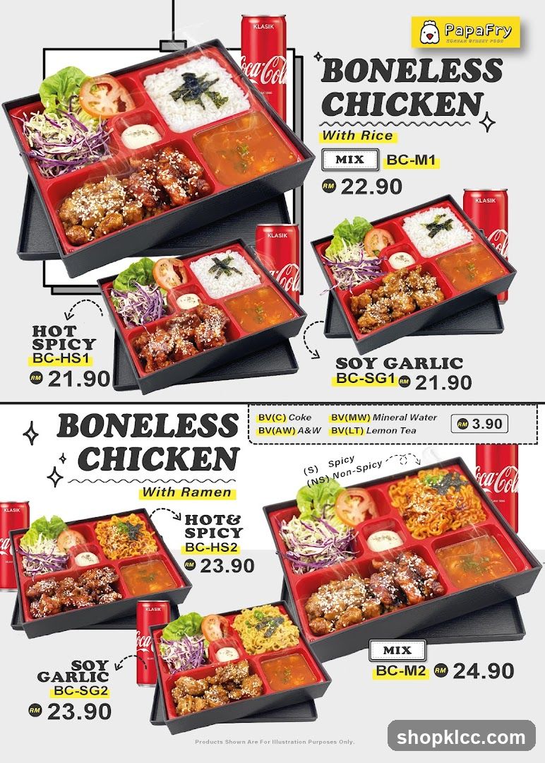 PapaFry Boneless Chicken Menu