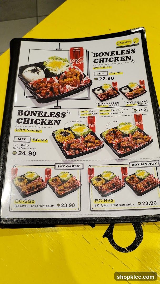 Boneless Chicken Menu