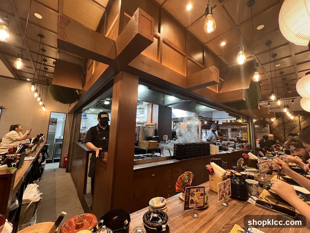 Restaurant Interior with Open Kitchen
