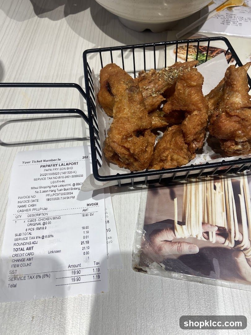 Fried Chicken and Receipt