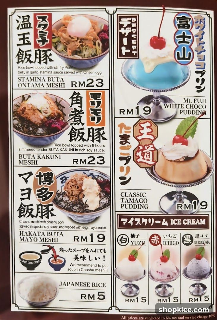 Japanese Food Menu