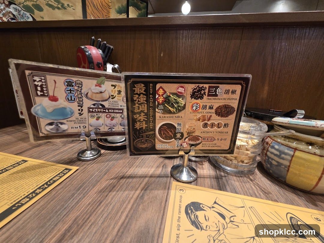 Ramen Condiments and Desserts