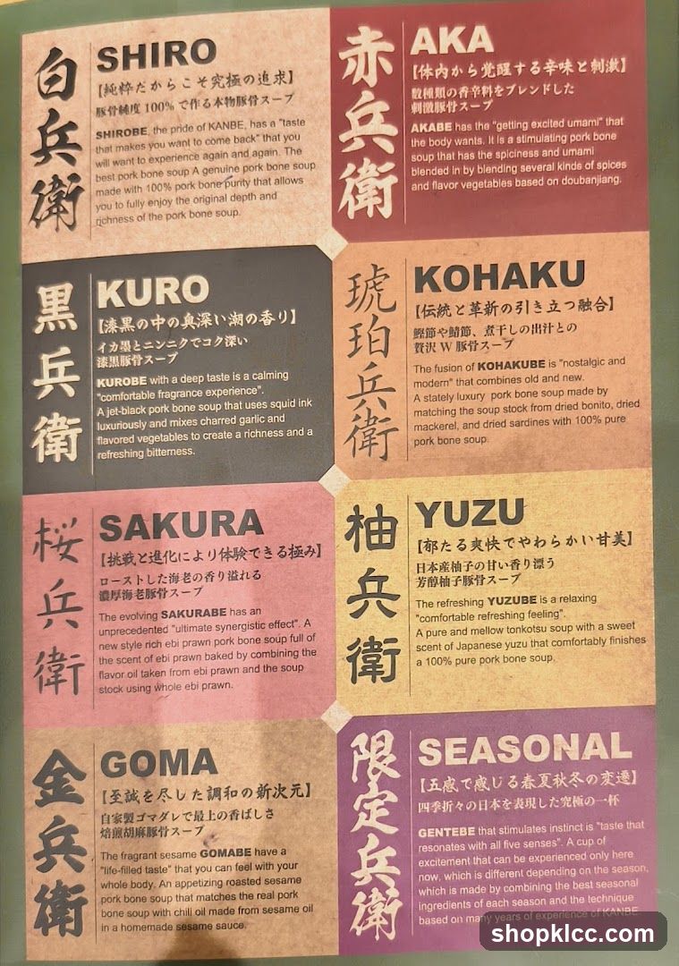 KANBE Soup Menu
