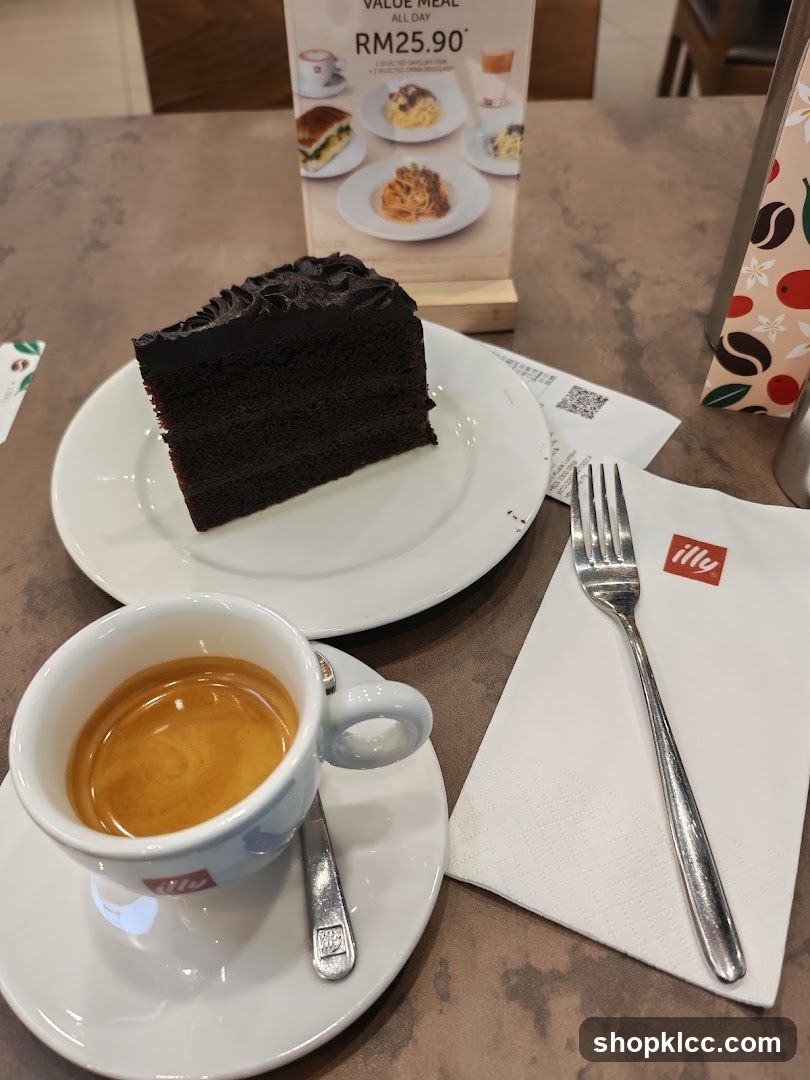 Chocolate cake and espresso