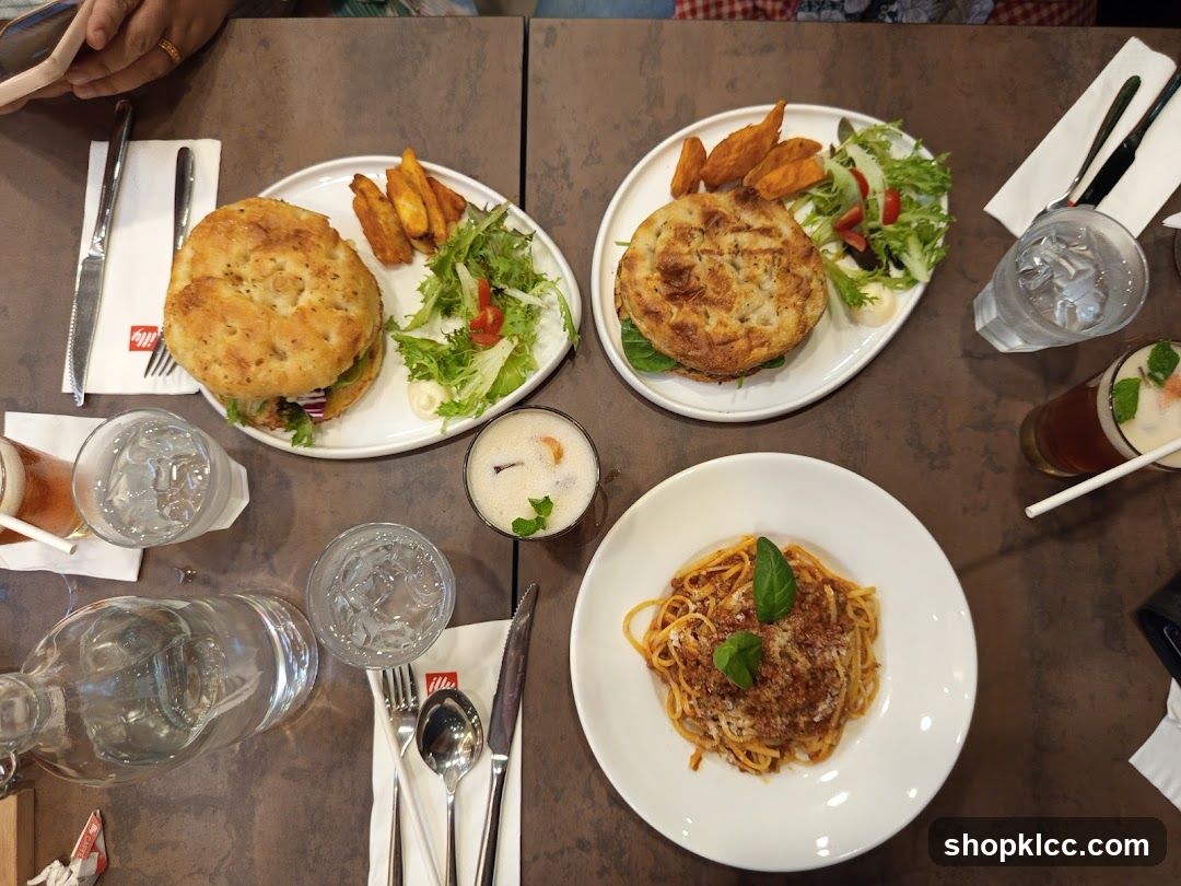 Table with food and drinks