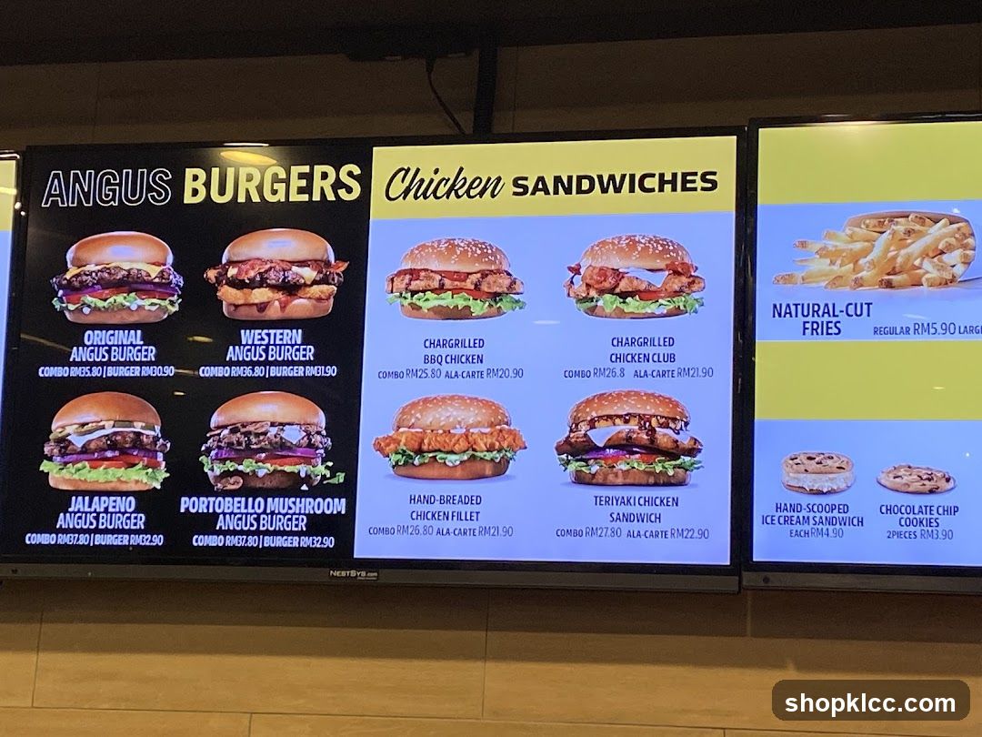 Angus Burgers and Chicken Sandwiches Menu
