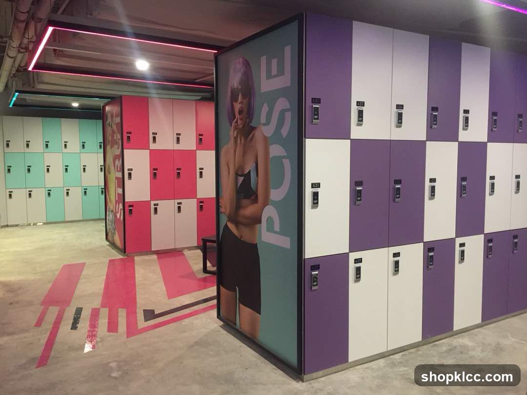 Locker Room with Colorful Lockers