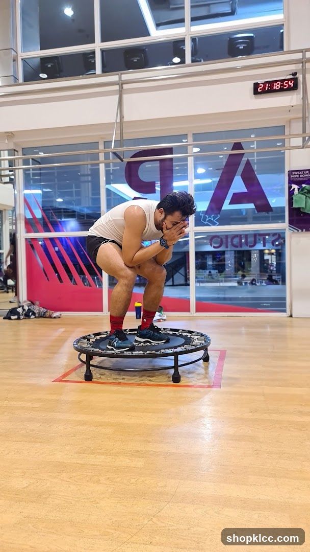 Man on a trampoline