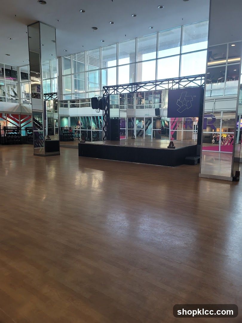 Gym interior with stage