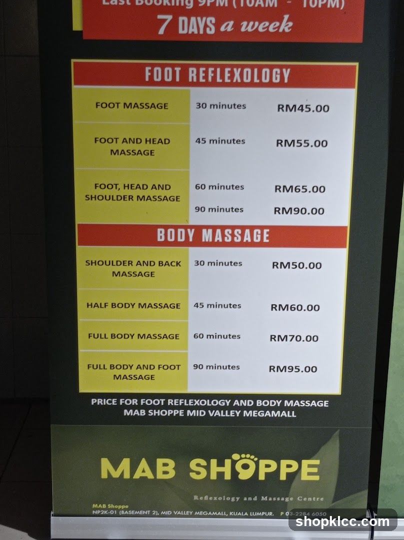 MAB SHOPPE Reflexology and Massage Centre