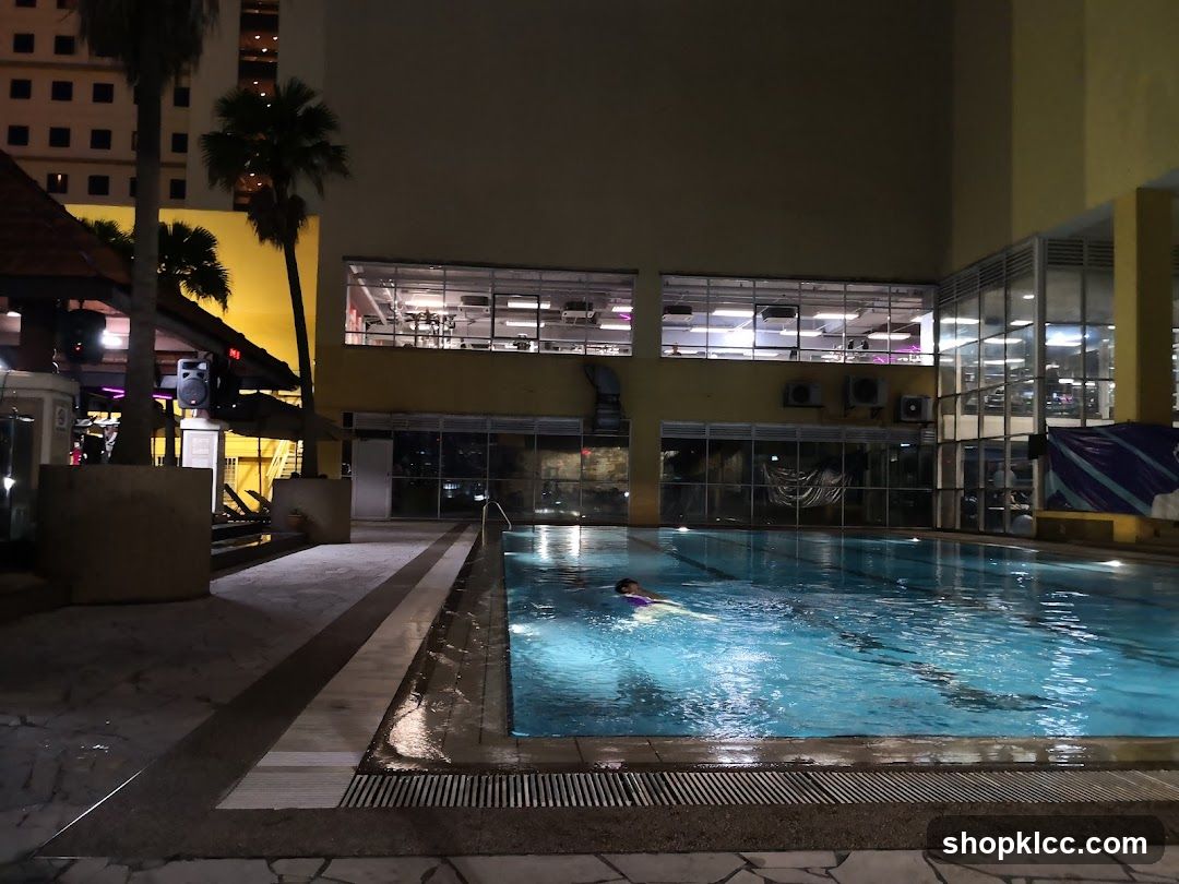 Nighttime Swimming Pool and Gym