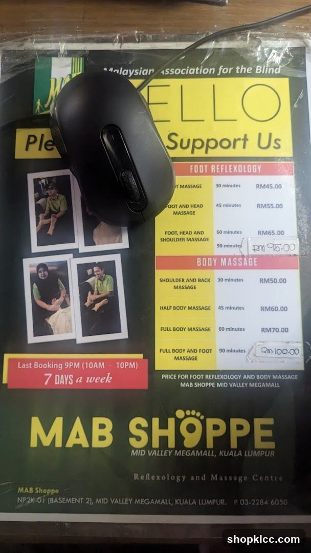 MAB Shoppe Reflexology and Massage Centre Price List