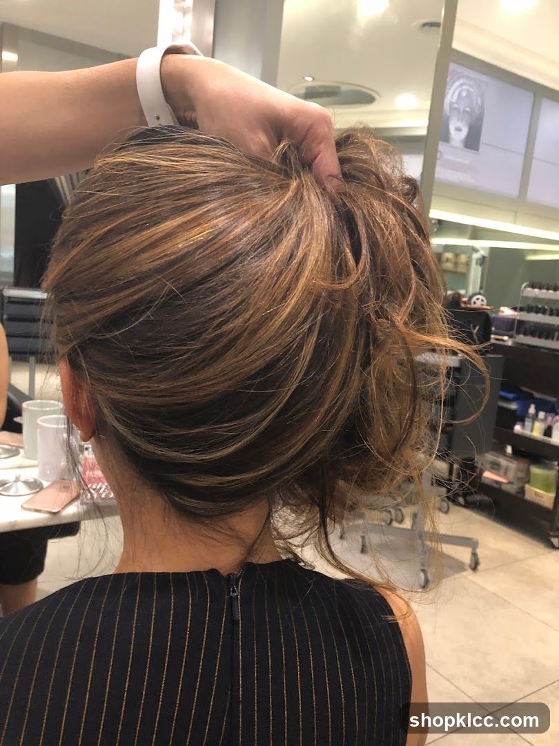 Hairstyle being styled