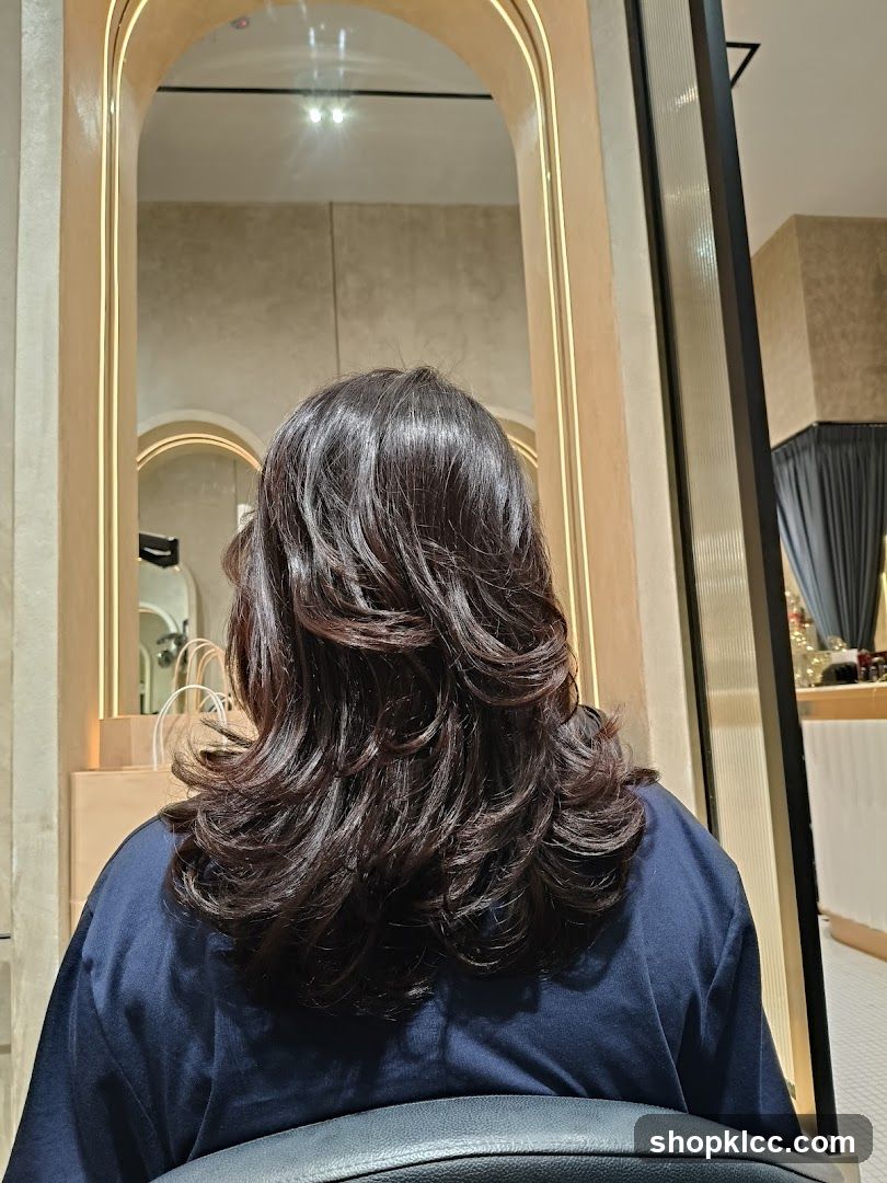 Woman with styled dark hair