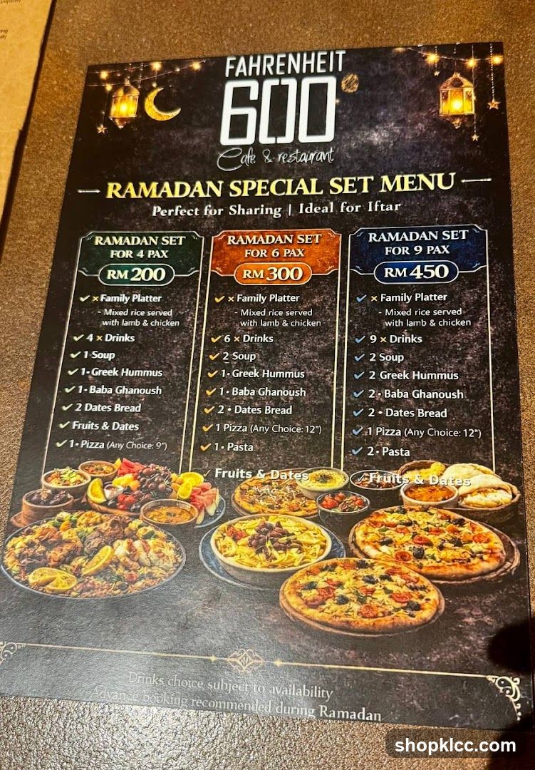 FAHRENHEIT 600 Cafe & restaurant RAMADAN SPECIAL SET MENU