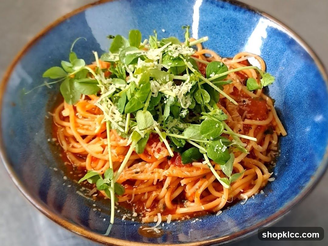 Spaghetti with Tomato Sauce and Greens