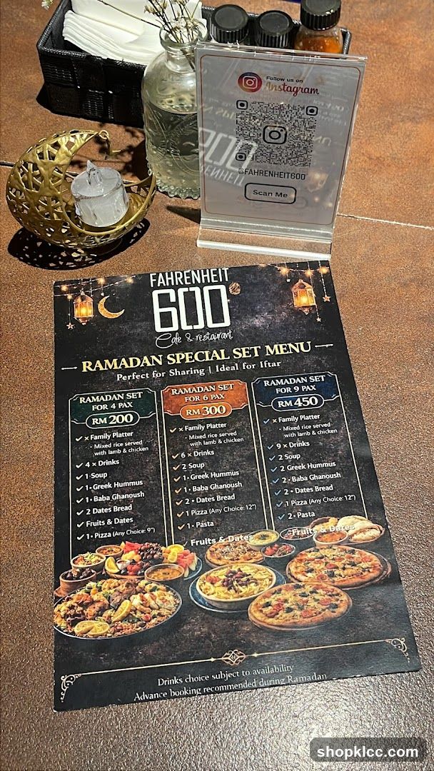 FAHRENHEIT 600 Cafe & restaurant RAMADAN SPECIAL SET MENU