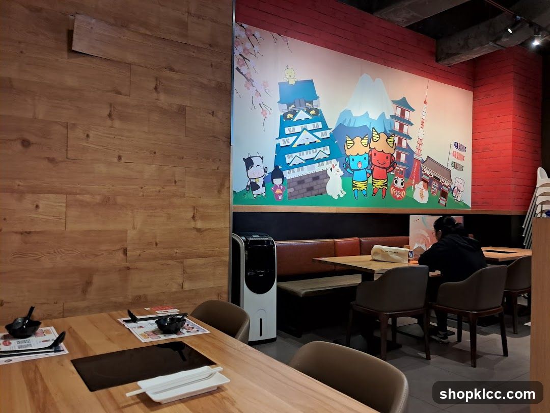 Restaurant Interior with Japanese Mural