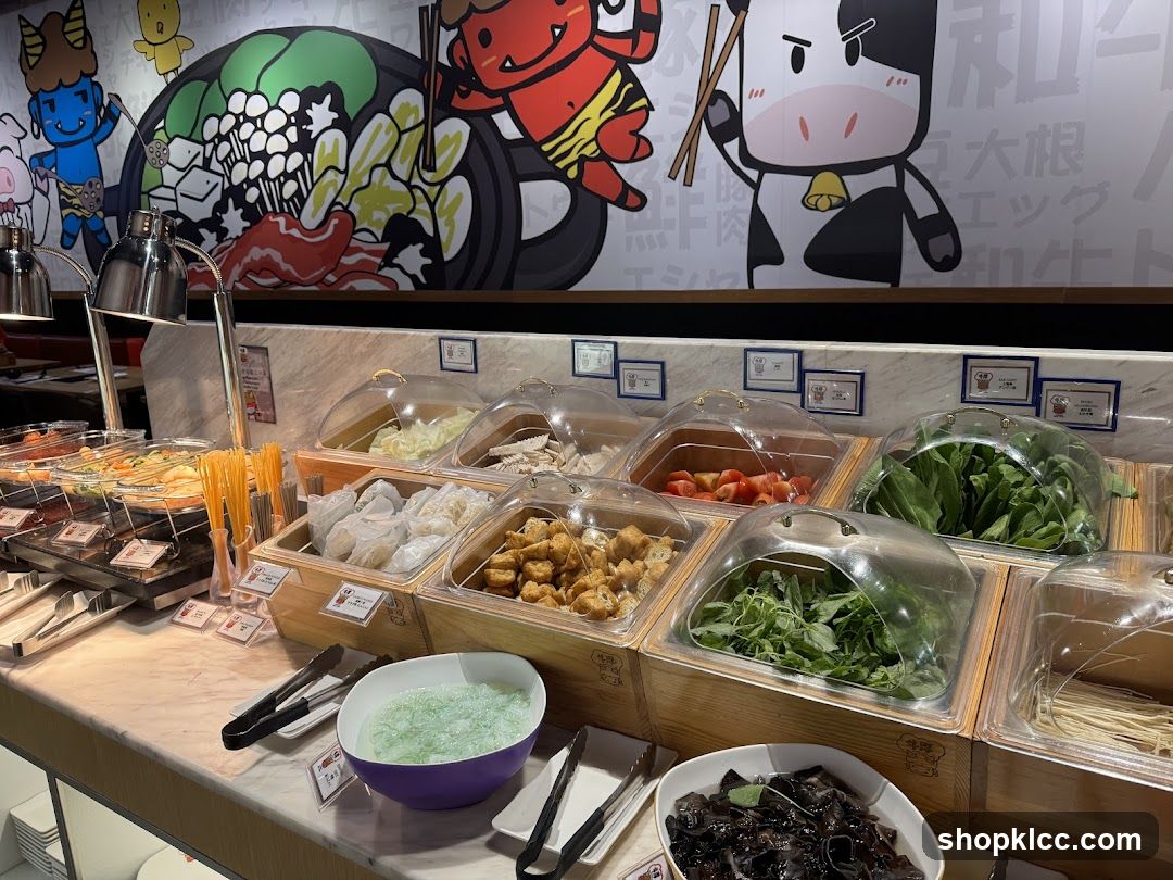 Buffet Display with Various Ingredients