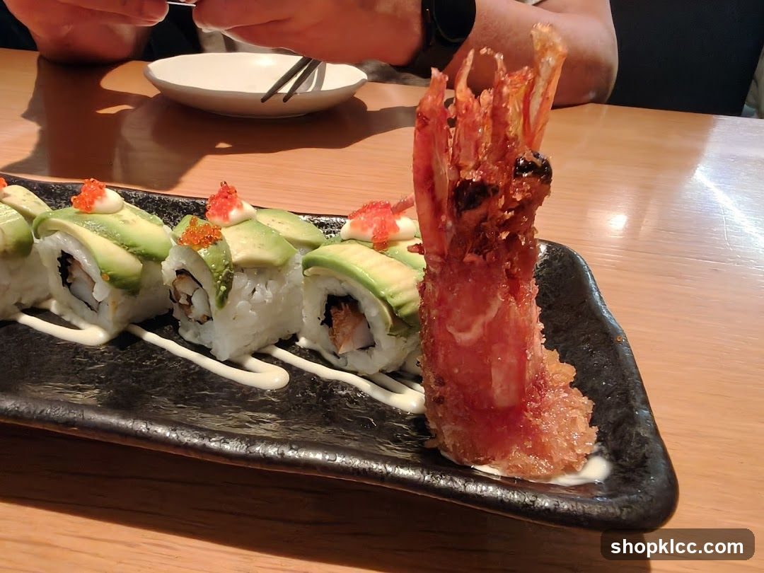 Avocado Sushi Roll with Fried Shrimp