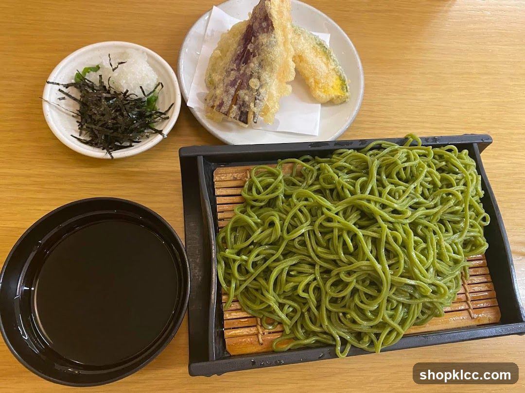 Green Soba Noodles with Tempura