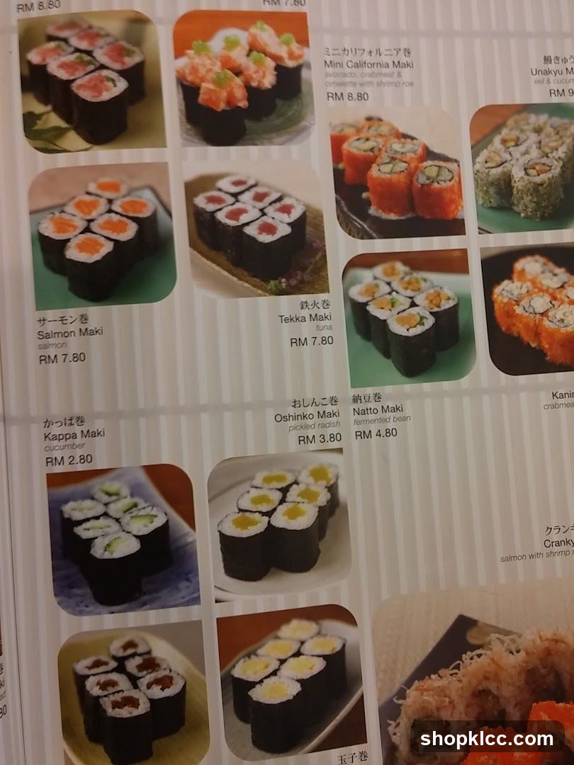 Sushi Menu