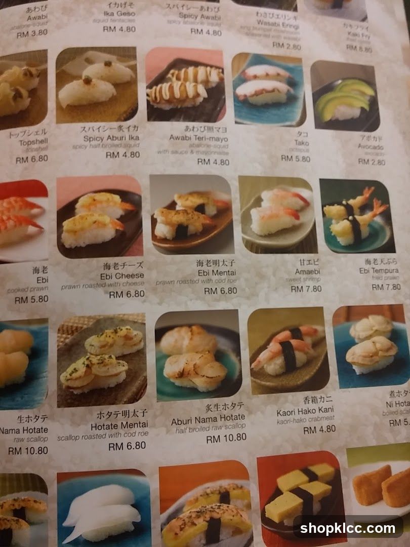 Sushi Menu