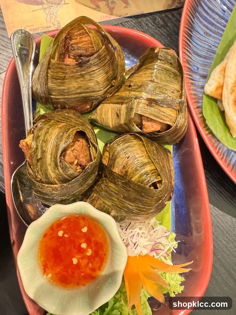 Chicken wrapped in pandan leaves