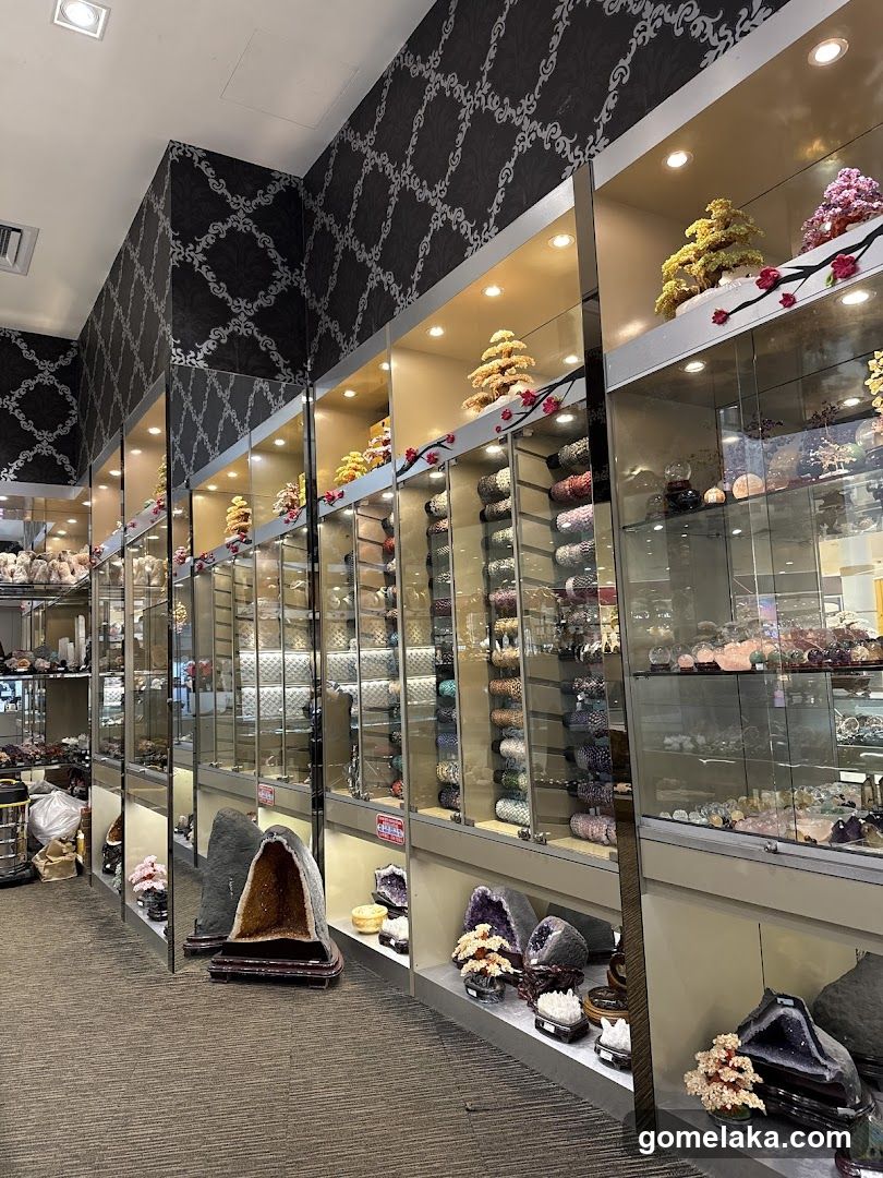 Interior of mineral and crystal store