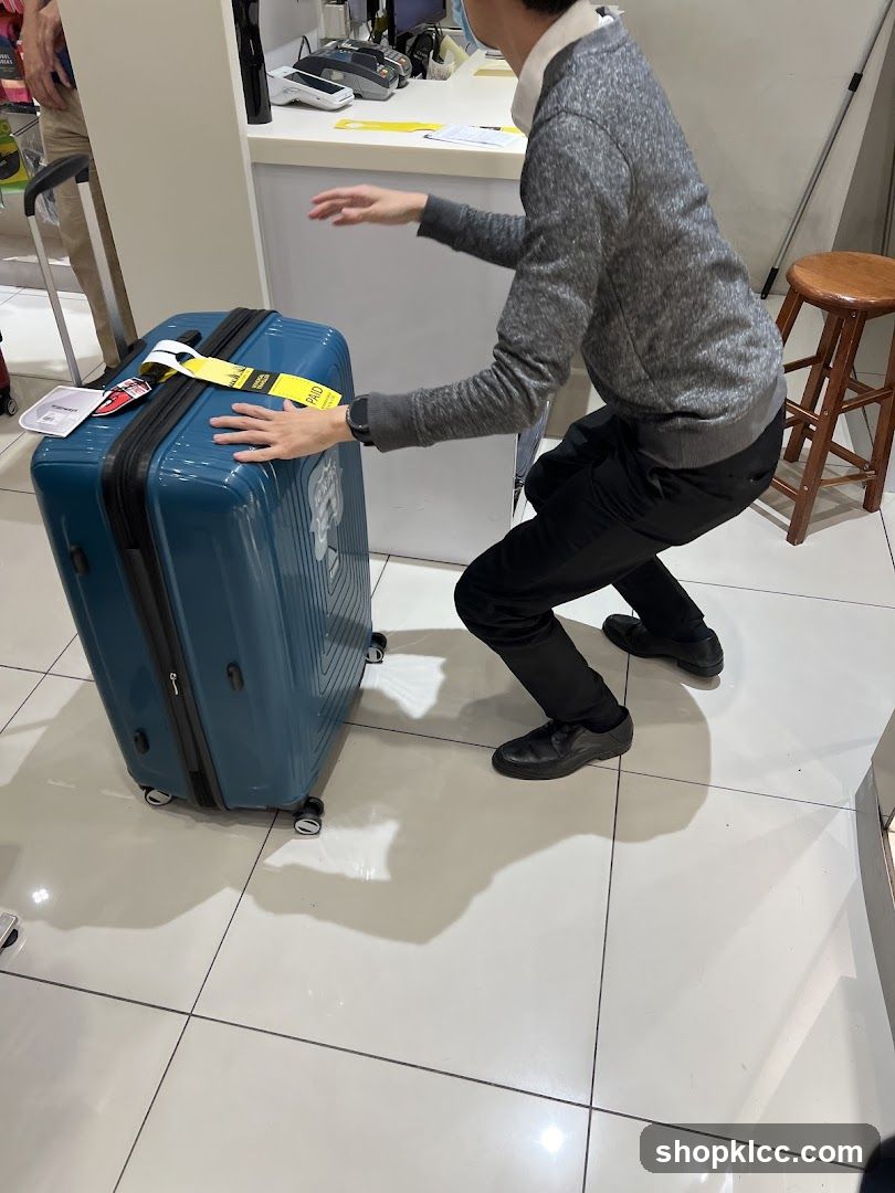 Person with Luggage at Counter