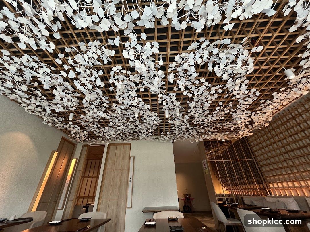 Restaurant Interior with Ginkgo Leaf Ceiling Decoration