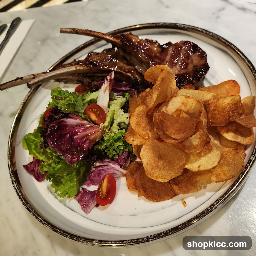 Lamb Chops with Salad and Chips