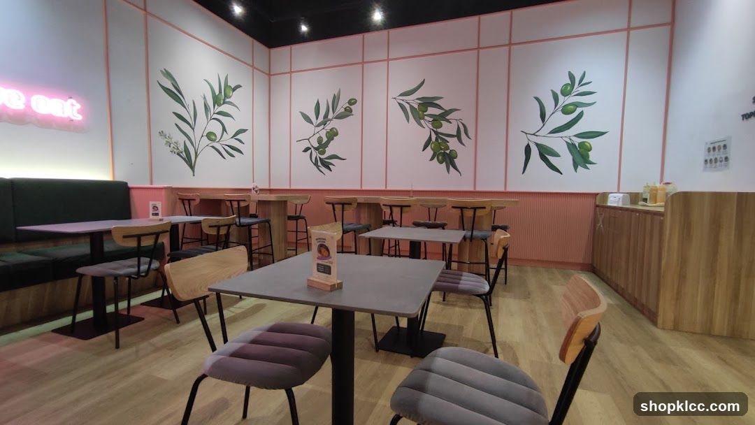 Cafe Interior with Olive Branch Decor