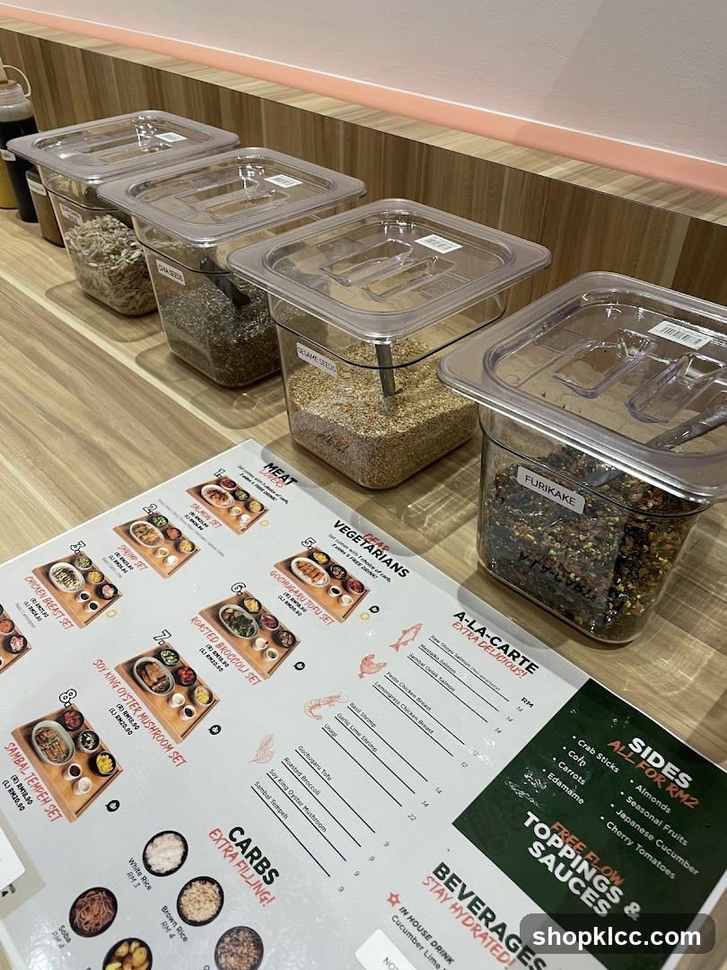 Menu with Sets, A-la-carte, Sides, Carbs, and Beverages