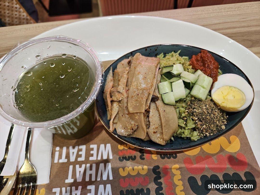 Chicken Rice Dish with Drink