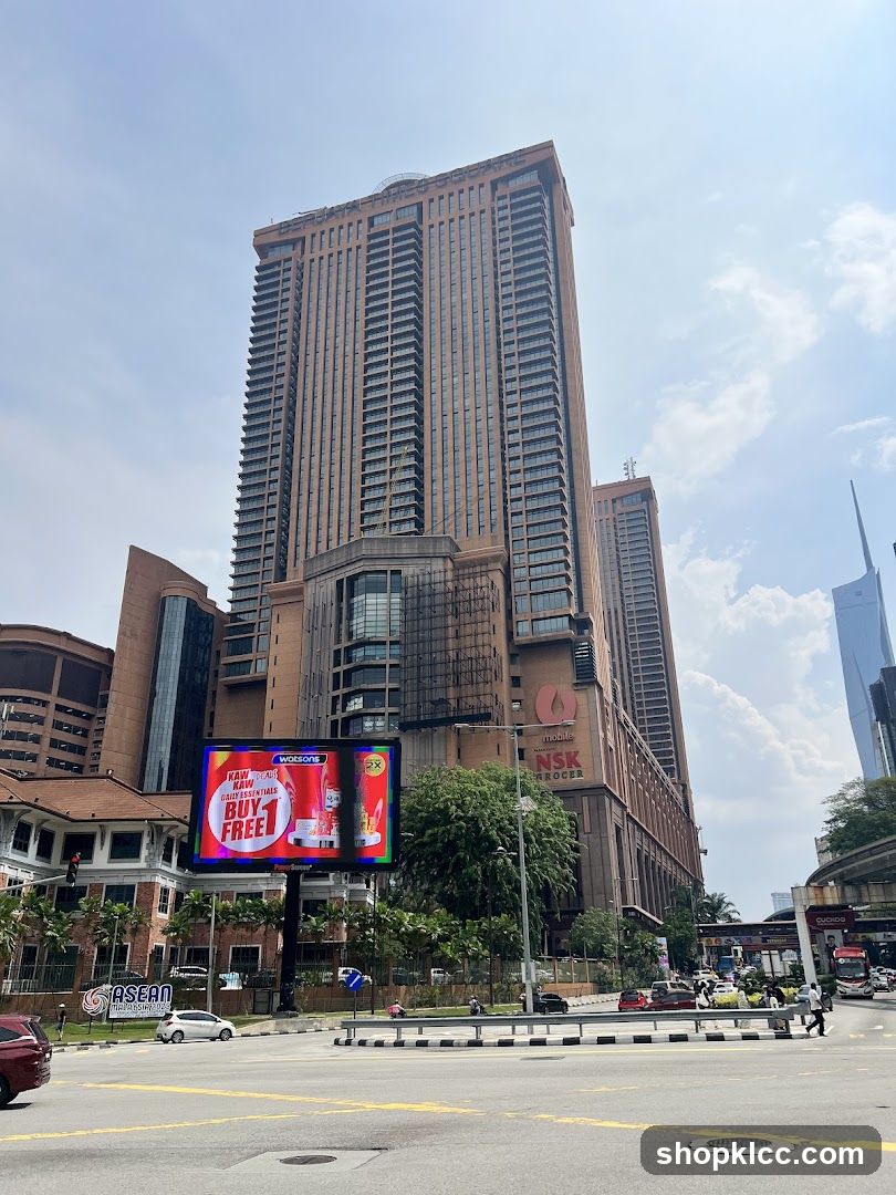 Cityscape with Tall Buildings and Digital Billboard