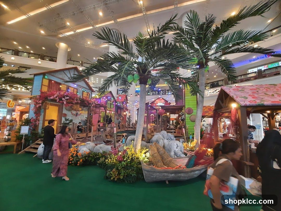Tropical-themed indoor market display