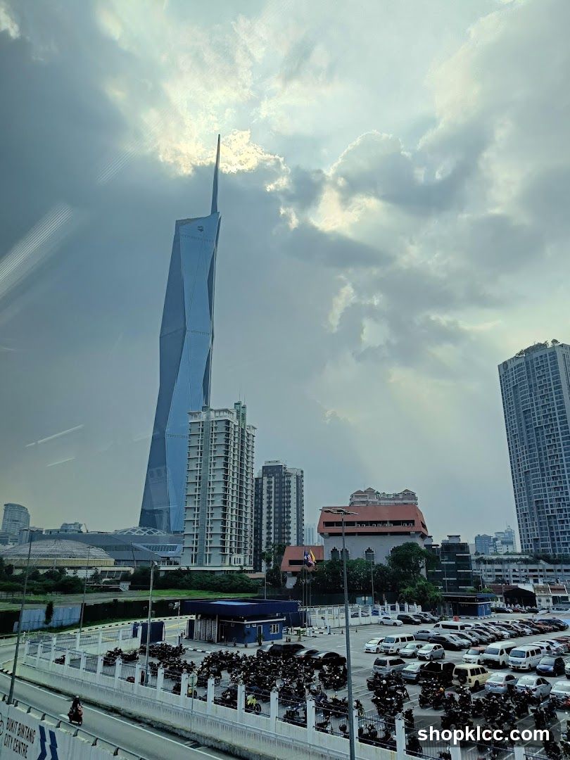 Cityscape with Tall Buildings and Parking Lot