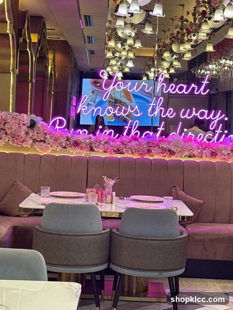Restaurant Interior with Neon Sign