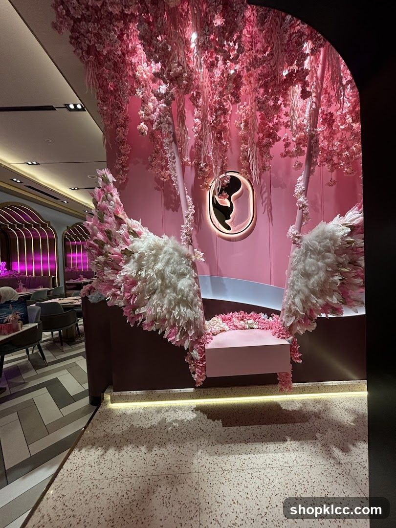 Pink floral swing with logo