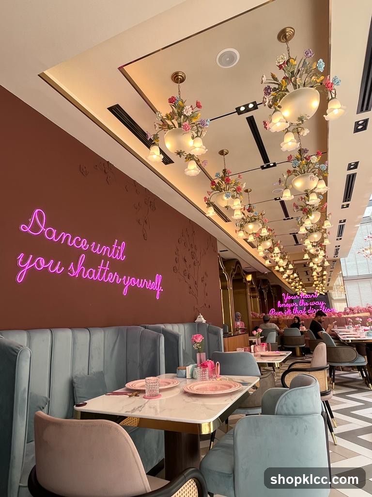 Restaurant Interior with Neon Sign