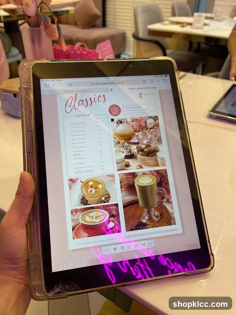 Opera Cafe & Lounge Menu