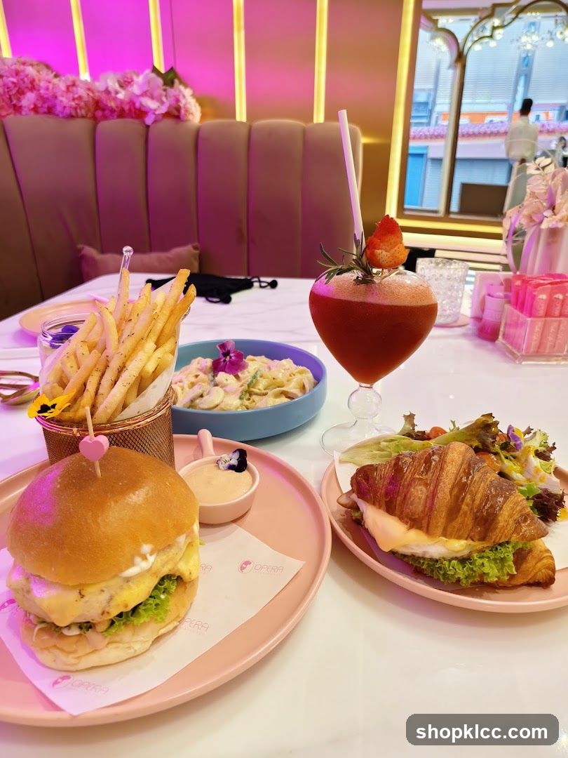 Table with food and drinks