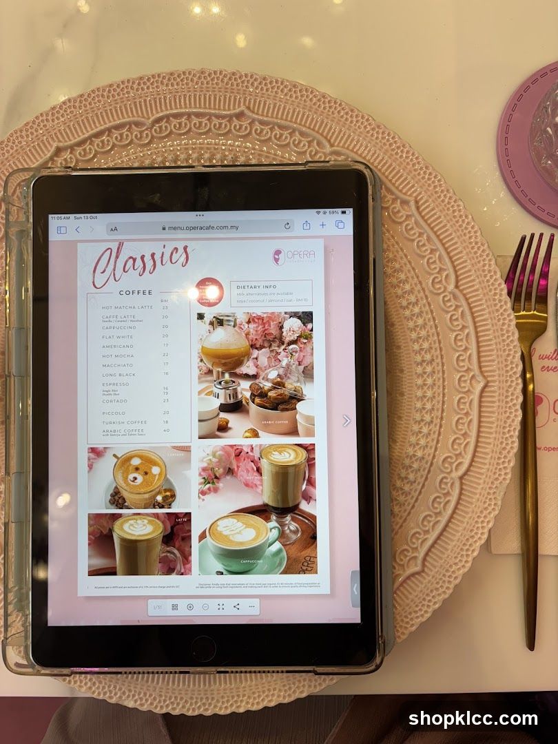 Classics Coffee Menu